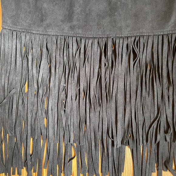 Olivaceous black fringe mini skirt SIZE M - Picture 2 of 5